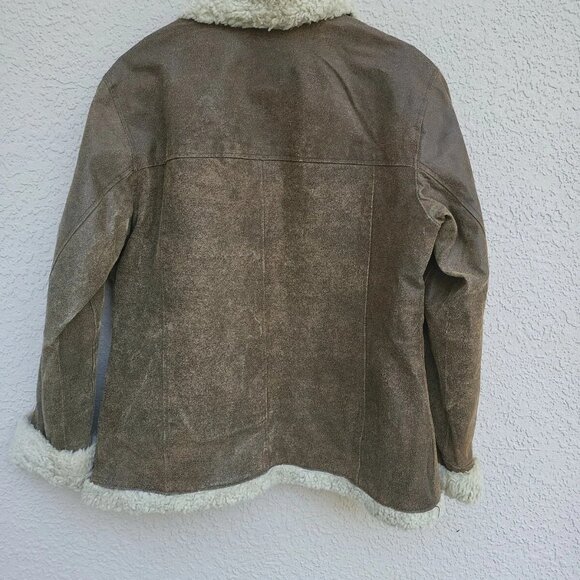 Route 66 Men's Dark Brown Leather Faux Fur Jacket Coat XL - Picture 4 of 6